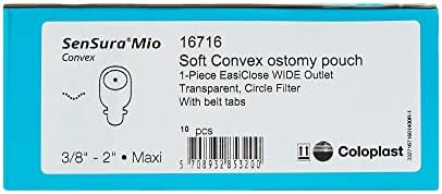 Box packaging of authentic USA imported Coloplast SenSura Mio convex drainable pouches ten count.