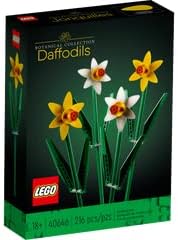 Assembled LEGO 40646 white and yellow artificial flowers inside a vase
