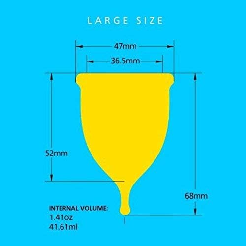Teal Super Jennie period cup for heavy flow standing upright on a neutral background.