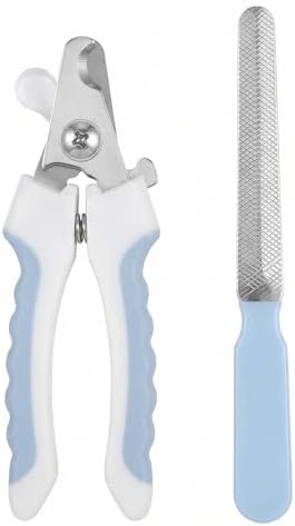 Close up view of the curved stainless steel blades on the pet nail trimmer