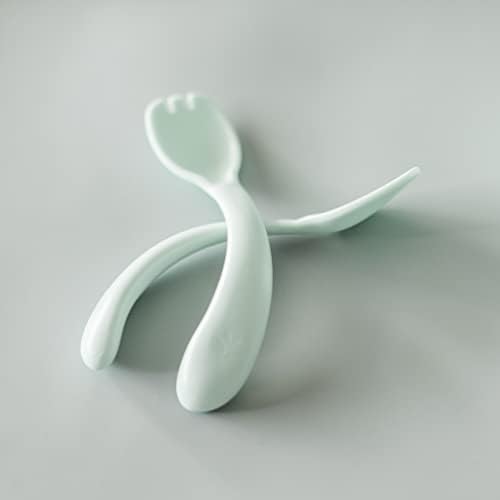 Green Sprouts plant-plastic baby fork and spoon set ergonomics