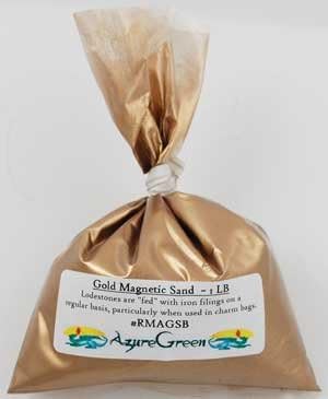 Sage Cauldron Azure Green Gold Magnetic Sand front view for metaphysical rituals