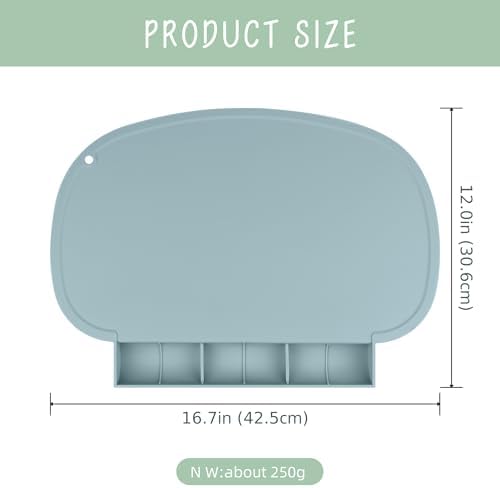 Side perspective of the Sallurna silicone baby mat highlighting the flexible material and raised rim