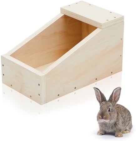 Maxcheck 1 Pack Wood Rabbit Nesting Box, 14x8x8 Inch Wooden Hutch Hideout for Breeding, Natural Burrow Den Alternative for Rabbits & Small Animals - Image 2