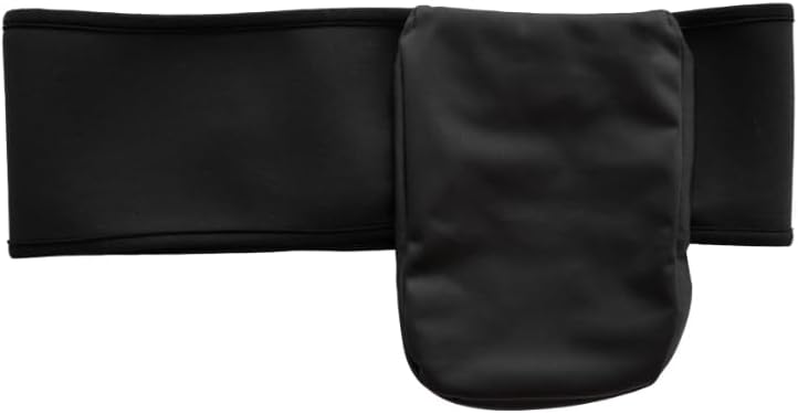Side view of the expandable fabric fold on the Spoonie Threads black everyday wear adaptive ostomy wrap
