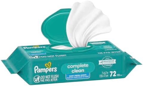 Pampers Baby Wipes, Complete Clean Baby Fresh Scented Wipe, Gently Cleans Head to Toe, 72 Total (1 Flip-Top Packs) - Image 8