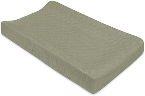 Authentic Babyletto matcha green quilted changing pad cover packaging display