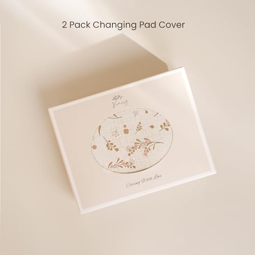 Konssy newborn girl pink and floral changing table covers packaging