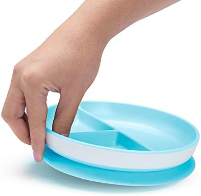 Munchkin 2 pack divided suction plates in blue and green packaging