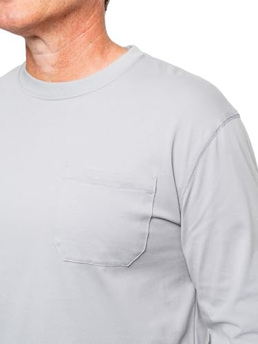 Side view of Bayside Insect Shield men's UPF long sleeve tee