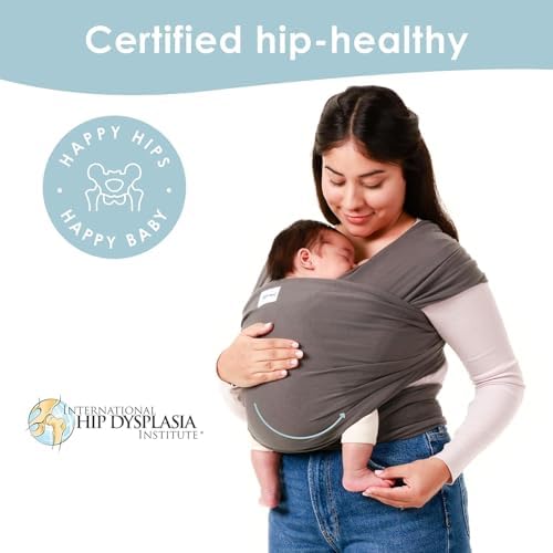 Secure double knot tied on the side of a stretchy ergonomic baby wrap carrier