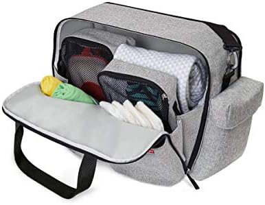 Side profile of Skip Hop Iconic Duo Weekender in Grey Melange