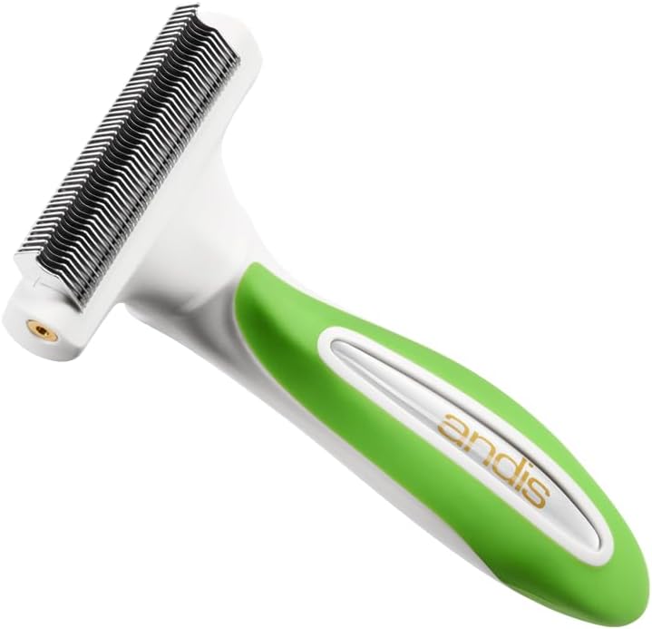 Andis Premium Fine-Tooth Deshedding Rake Black front view professional pet undercoat grooming tool