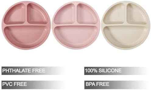 PandaEar silicone divided baby plates showing three compartments