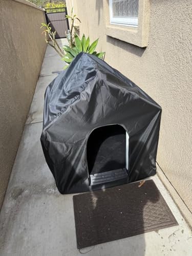 Premium imported black outdoor pet shelter cover packaging and included accessories