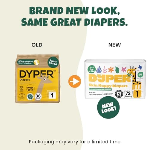 Dyper plant-based baby diapers packaging details