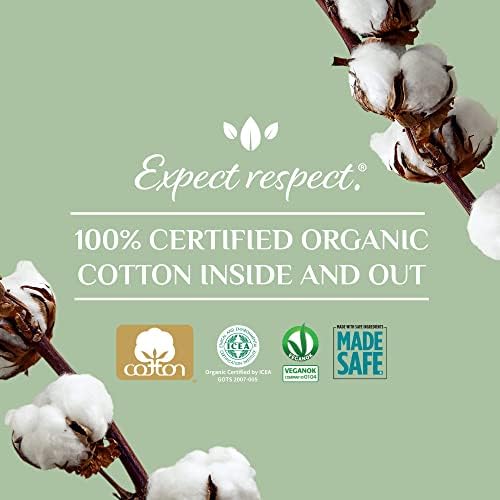 Organyc heaviest flow sanitary napkins with wings for sensitive skin.