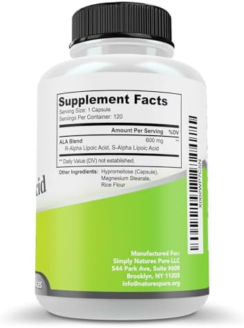 Simply Natures Pure 4 month supply Alpha Lipoic Acid bottle isolated