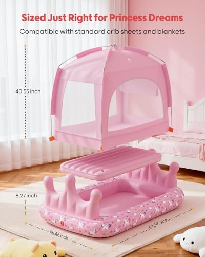 QPAU inflatable toddler bed packed compactly for travel and camping convenience