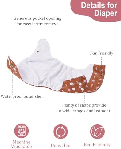Babygoal reusable cloth diaper adjustable snap buttons close up