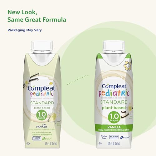 Nestle Compleat Pediatric plant based nutritionally complete shake cartons in 24 pack bulk packaging