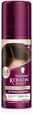 Schwarzkopf Keratin Root spray showing instant gray coverage application