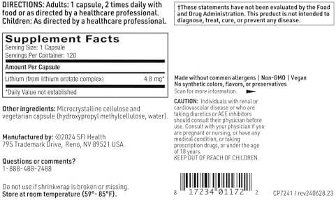 SFI Health professional grade lithium orotate packaging highlighting emotional wellness benefits.