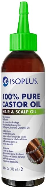 Two bottles of Isoplus Castor Oil pack for hair strengthening treatment