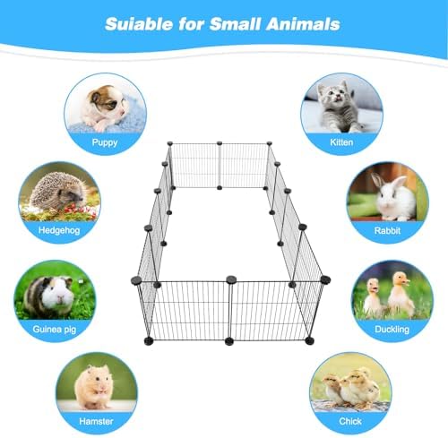 Pet Playpen with Mat, Small Animal Cage with Mat, Guinea Pig Cages, Puppy Pen for Indoors with Colorful Mat, 12 Panels Interior Metal Wire Yard Fence - Image 8