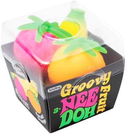 Authentic USA imported Schylling NeeDoh stress relief toys being squeezed to demonstrate dough filling.