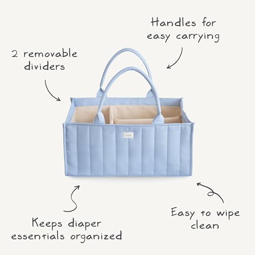 Mushie diaper caddy with adjustable dividers open view