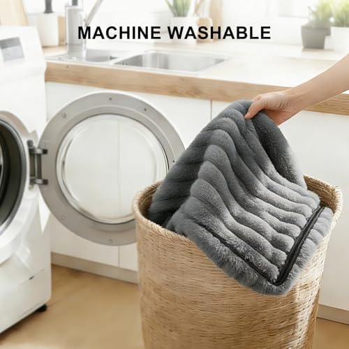 FURTIME Dog Bed for Small Dogs, Washable Orthopedic Dog Cat Bed with Removable Cover, Rectangle Soft Calming Sleeping Puppy Bed Durable Pet Cuddler with Anti-Slip Bottom, Grey, S (20"x19"x6") - Image 7