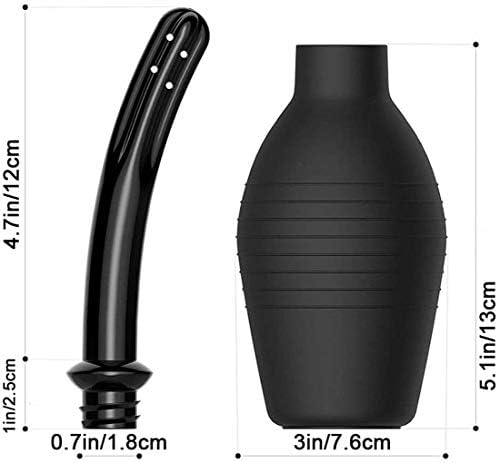 Showvigor silicone anal douche kit disassembled to show the detachable nozzle and anti-backflow valve.