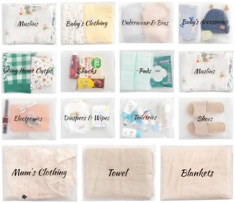 MANWU 14pcs Hospital Bags essentials for Labor and Diaper,Mom hospital bags Maternity Essentials,Maternity Organiser baggie,shower gift - Image 2