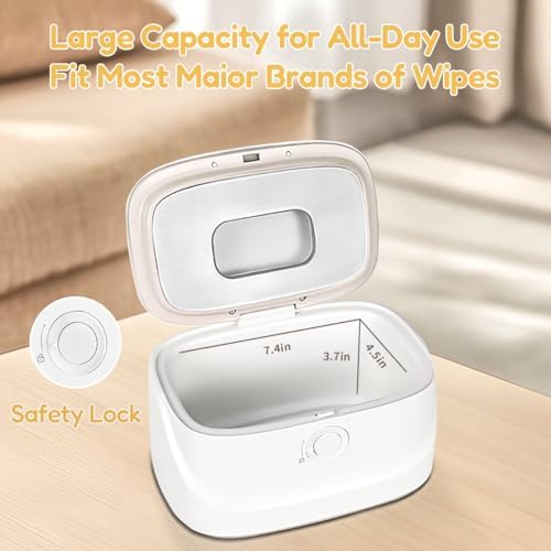 Baby Wipe Warmer with Night Light,Innovative Spring Design,Baby Wet Wipes Dispenser for Large Wipes,Wipes Warmer for Newborn Baby,Temperature Display,3 Modes of Temperature Heating Control - Image 7
