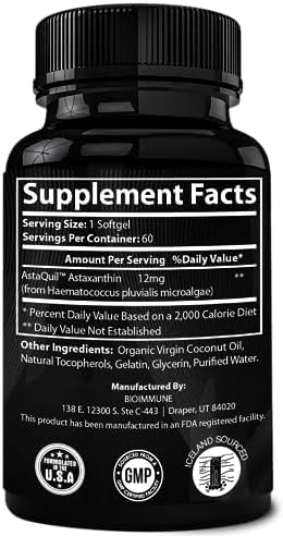 BioImmune AstaQuil authentic premium imported packaging displaying full product benefits.
