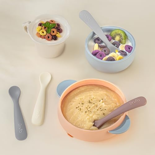 Ergonomic silicone baby spoons for developing motor skills