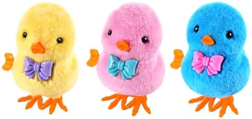 Arcimatto mechanical hopping plush chicken toys waddling and pecking on a smooth playroom floor