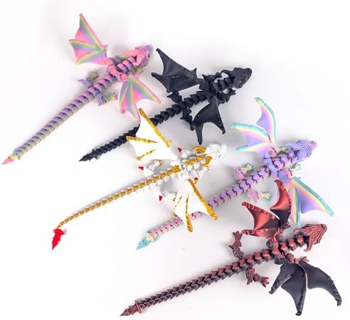 Side profile of 3D printed articulated dragon toy