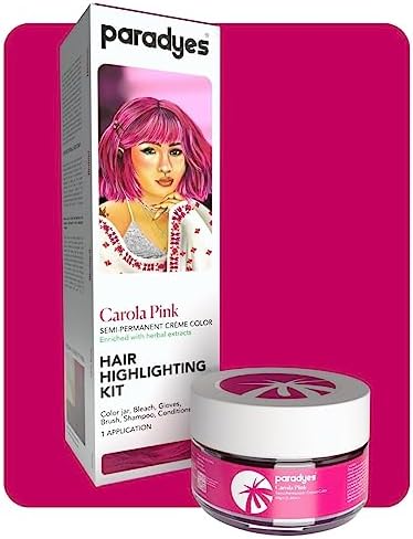 Paradyes pink hair dye kit contents layout