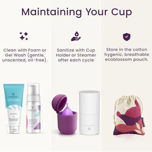 Side view of EcoBlossom menstrual cups highlighting the stem and rim design.
