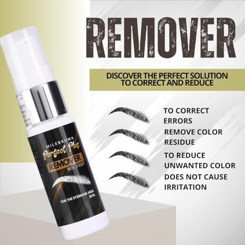Authentic MinaiBrow Milebrown Perfect Plus eyebrow color corrector fluid being applied to clean up makeup smudges.