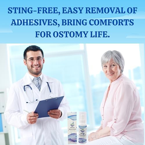 Imported Filigan adhesive remover for painless ostomy bag changes.
