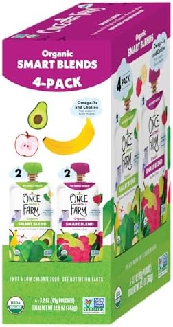 Individual packaging views of the two distinct fruit and veggie organic smart blend flavors