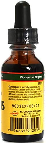 Authentic USA imported YS Organic bee propolis liquid extract bottle close up