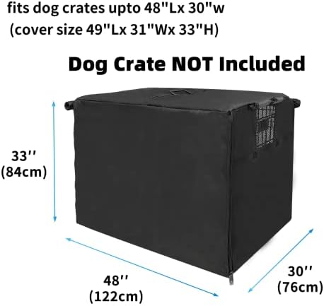 Joroamp large dog cage cover in black displaying the top zipper opening for easy handle access.