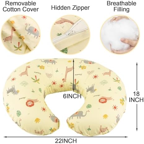 Ergonomic C-shaped baby feeding pillow with removable cotton cover