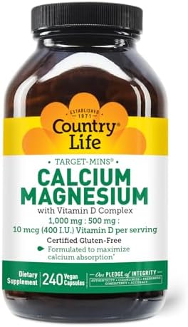 Country Life Calcium Magnesium and Vitamin D Complex 240 capsules package standing upright on a clean background