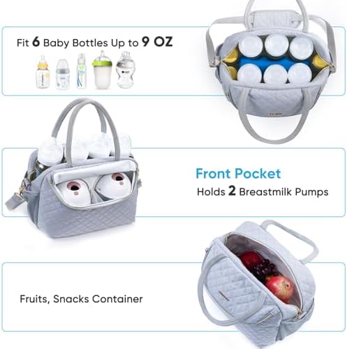 Sfybyheart insulated baby bottle bag showing six bottle capacity