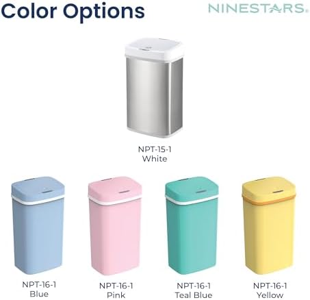 Top down view of Ninestars touchless trash can closed lid